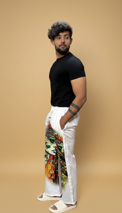 Men White Expression Face Print Pajama