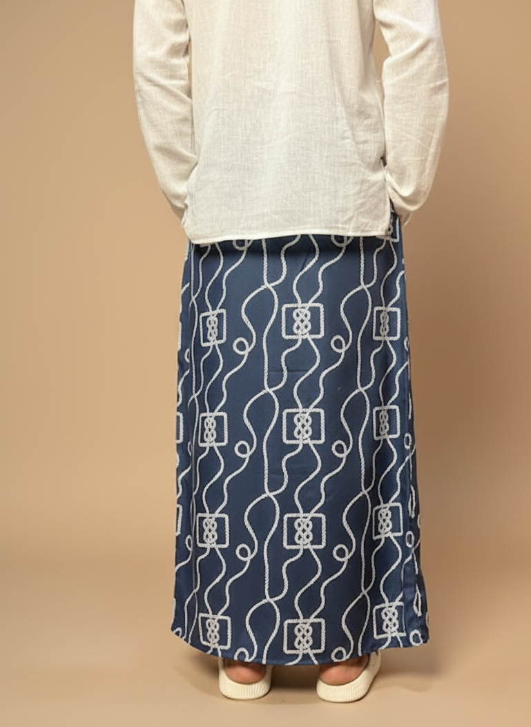 Men Blue Block Print Style Pajamalungi