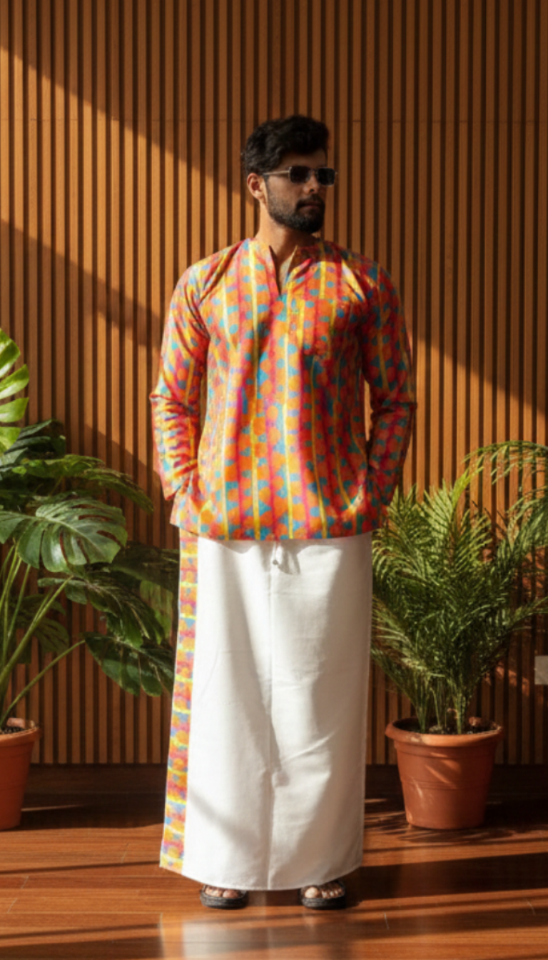 White Cotton Contrast Stripe Pajamalungi