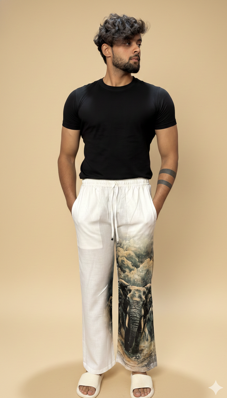 Men Elephant Motif Print Pajama