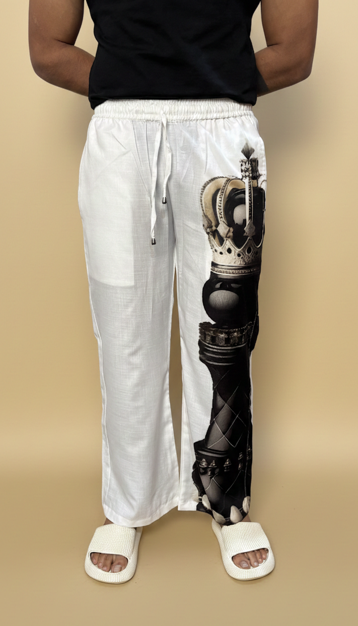 Men White Checkmate Pajama