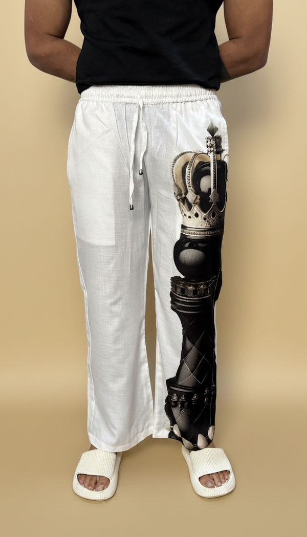 Men White Checkmate Pajama