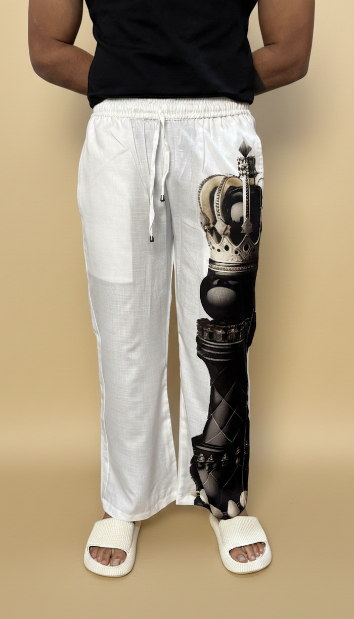 Men White Checkmate Pajama
