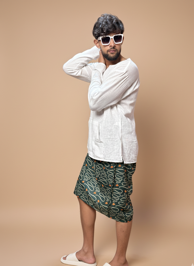 Men Green Swirl Pattern Pajamalungi