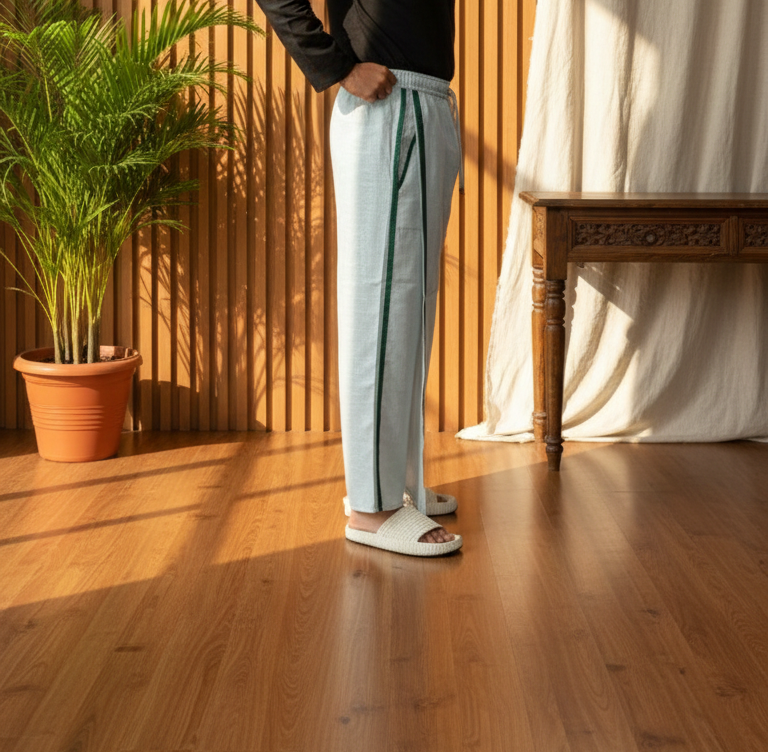 Men's Sky Blue Color With Green Stripe Pajamalungi