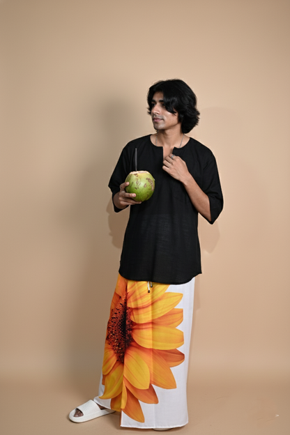Sunflower White Pajamalungi For Men's