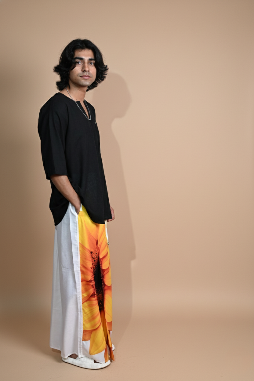 Sunflower White Pajamalungi For Men