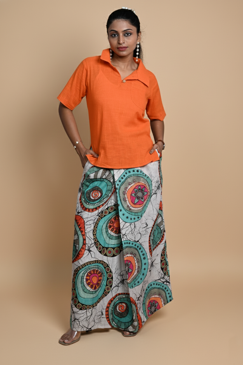 Women Big circle Multicolor Printed Pajamalungi