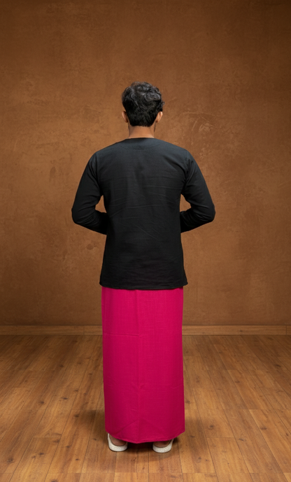 Men's Dark Pink Color With White Stripe Pajamalungi