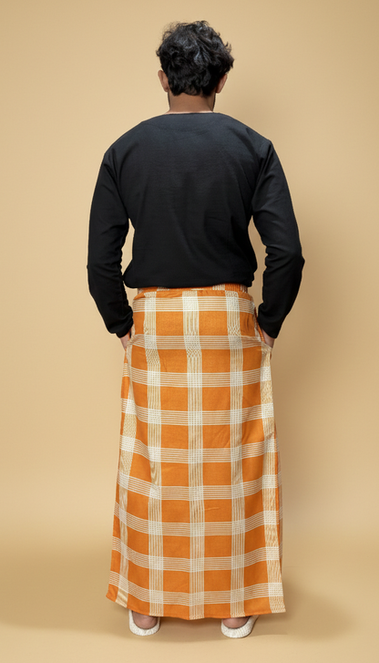 Men Classic Orange Checked Pajamalungi