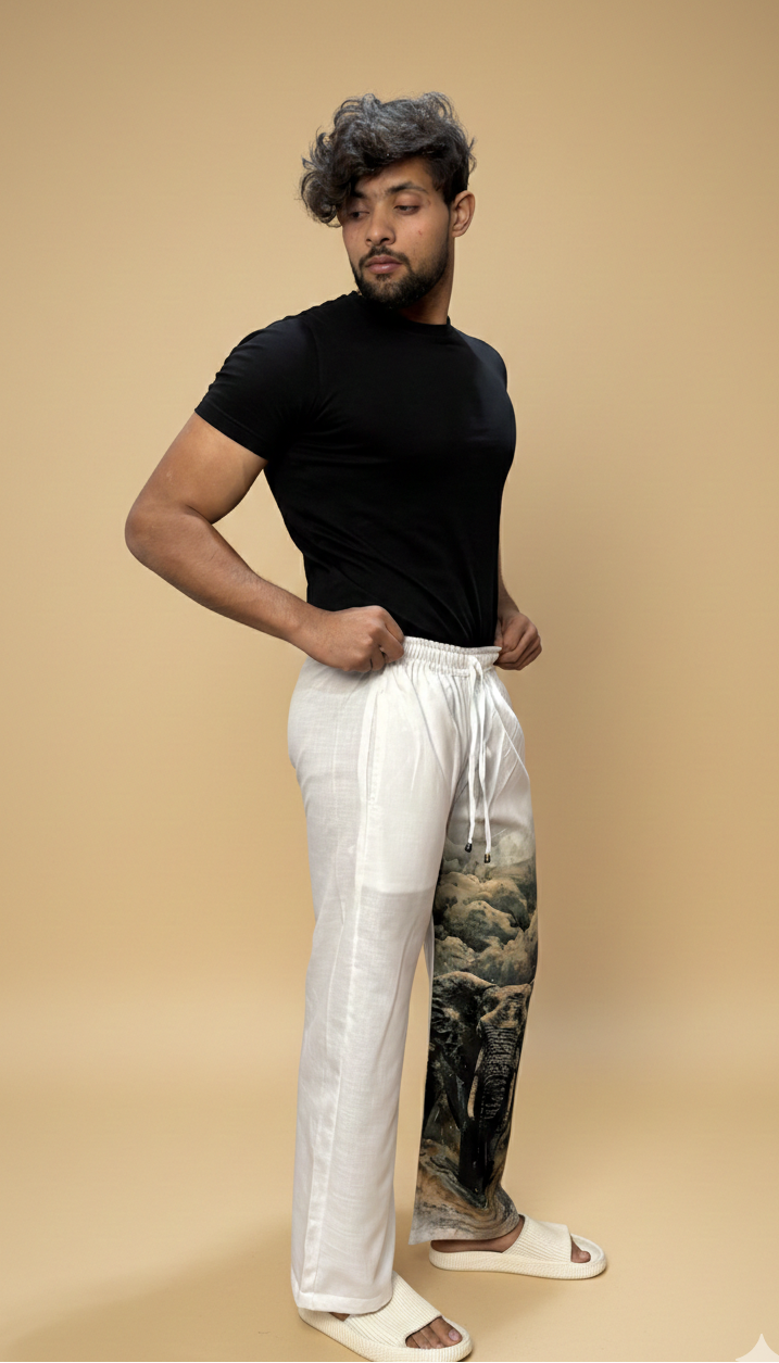 Men Elephant Motif Print Pajama