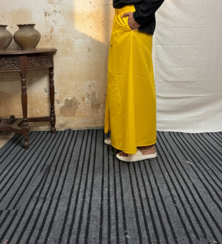 Men's Yellow With Green Stripe Pajamalungi