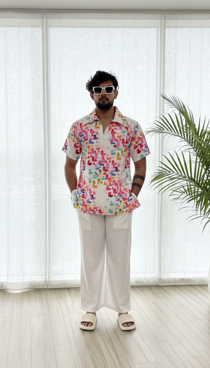 Men Heart Motif Print Straight Kurta