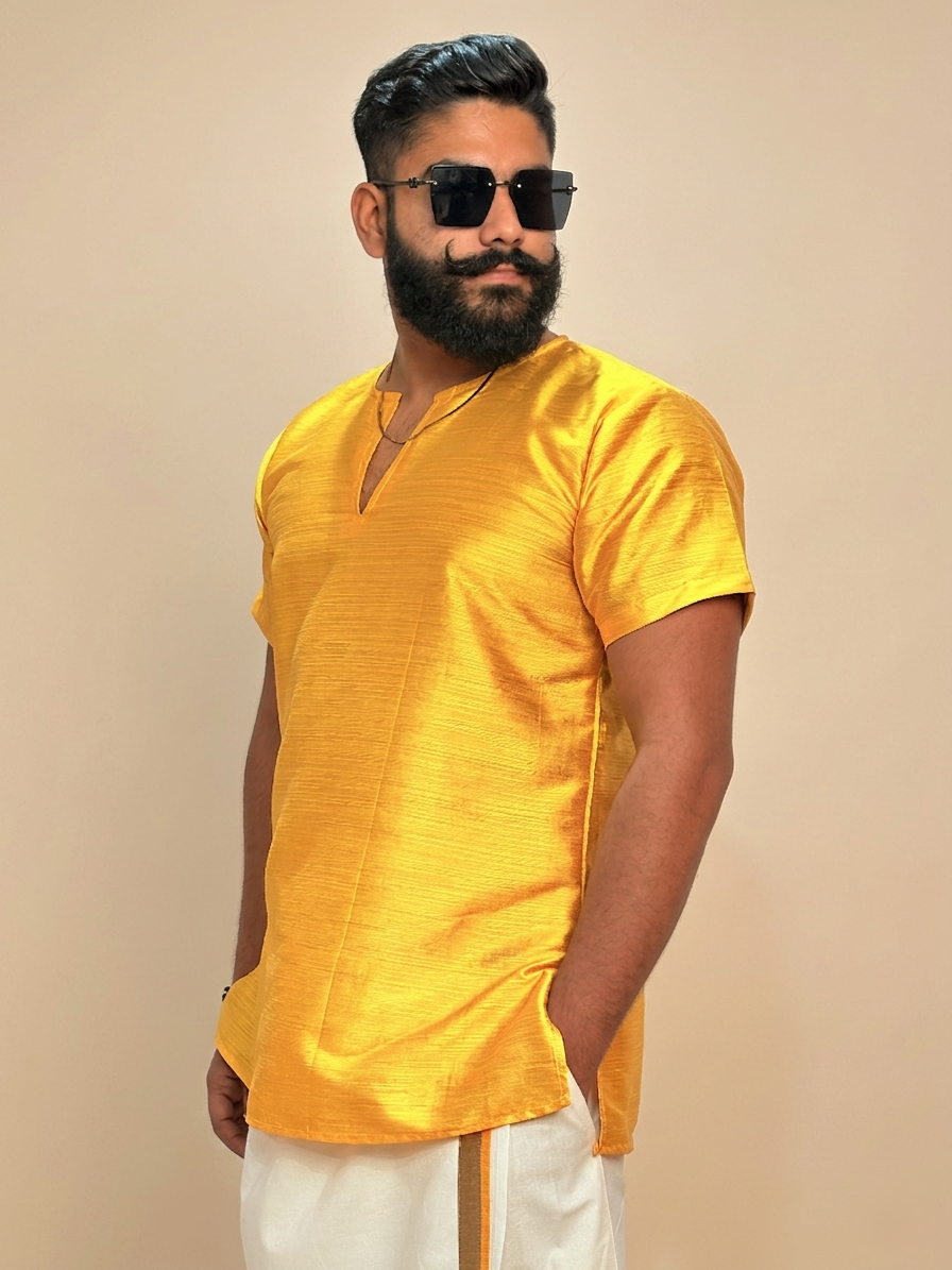 Men Yellow Colour mulberry Kurta.