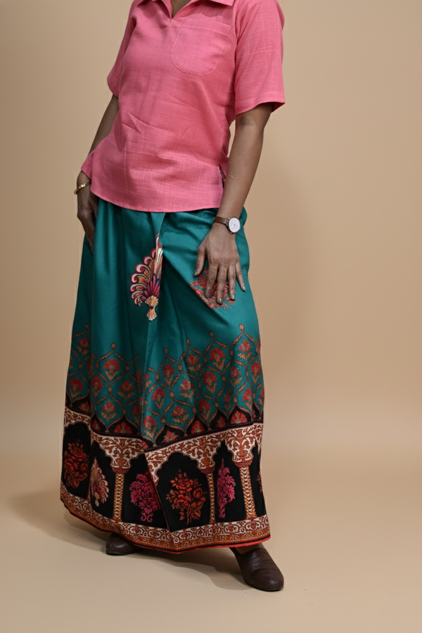 Women Royal Flower Pot and See Color Prinnted Pajamalungi
