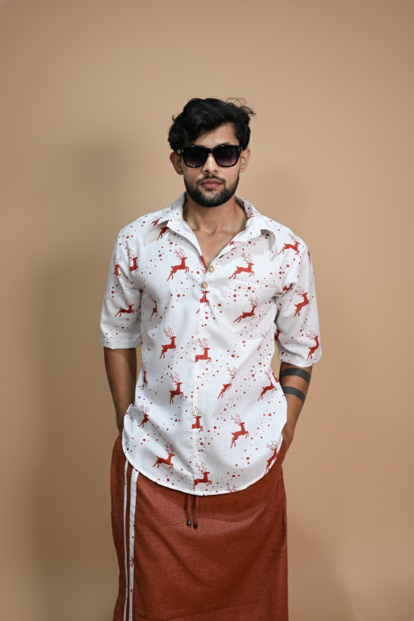 Rust Brown White Stripe Pajamalungi For Men