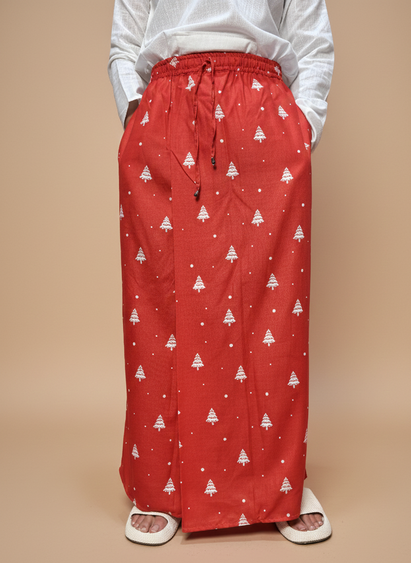 Men Red Christmas-Tree Paten Pajmalungi