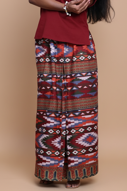 Women Rust Tribal Printed Pajamalungi