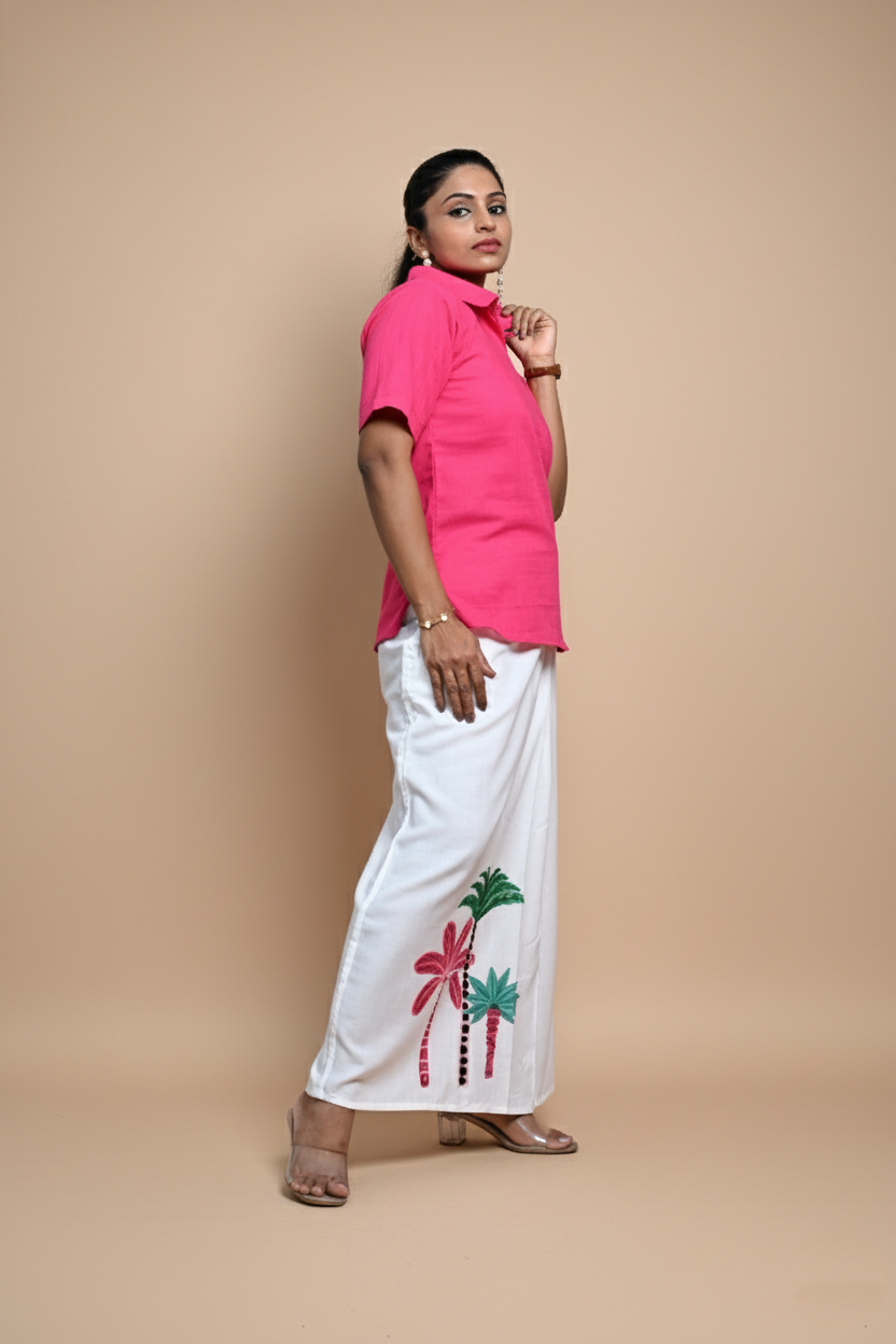 Women Solid Dark Pink Halfsleeve Kurti