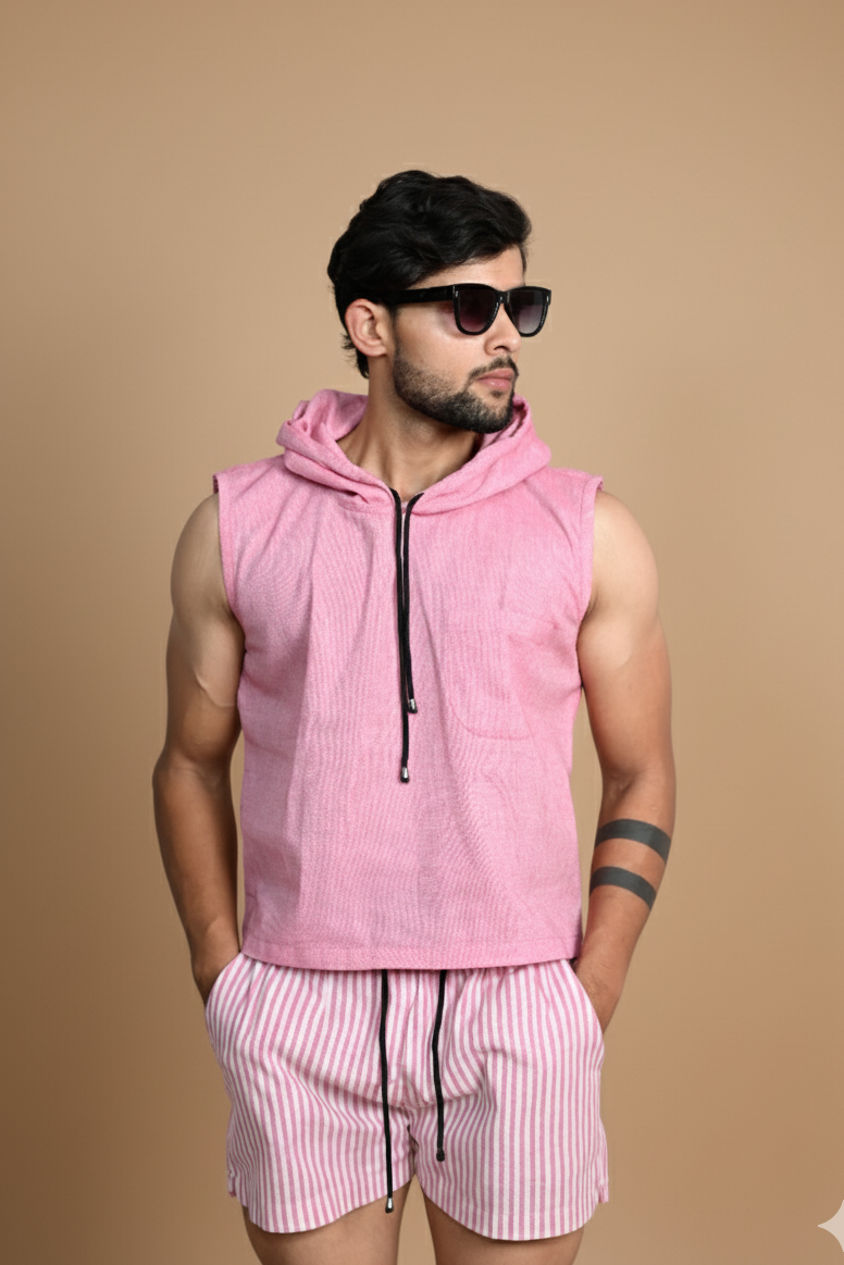 Pink Pop Sleeveless Hoodie