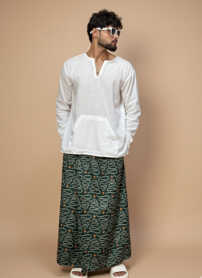 Men Green Swirl Pattern Pajamalungi