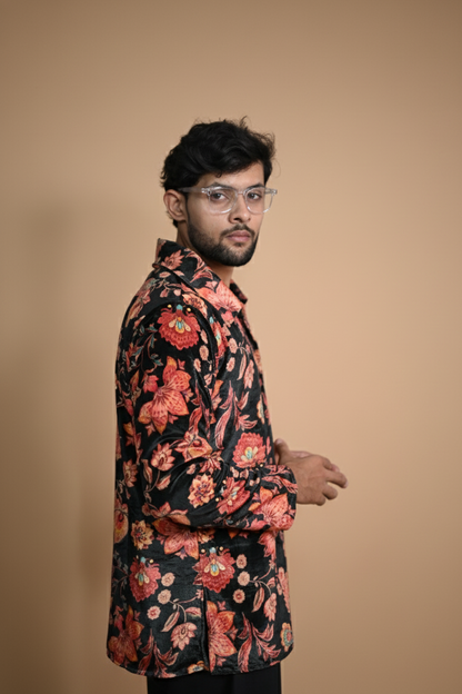 Digital Print Multicolor Velvet Kurta For Men's