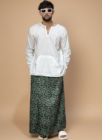 Men Green Swirl Pattern Pajamalungi