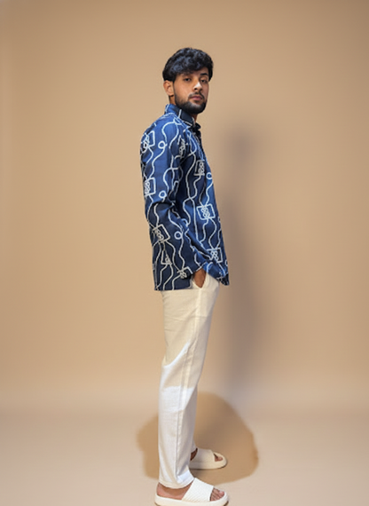 Men printed Indo fusion kurta