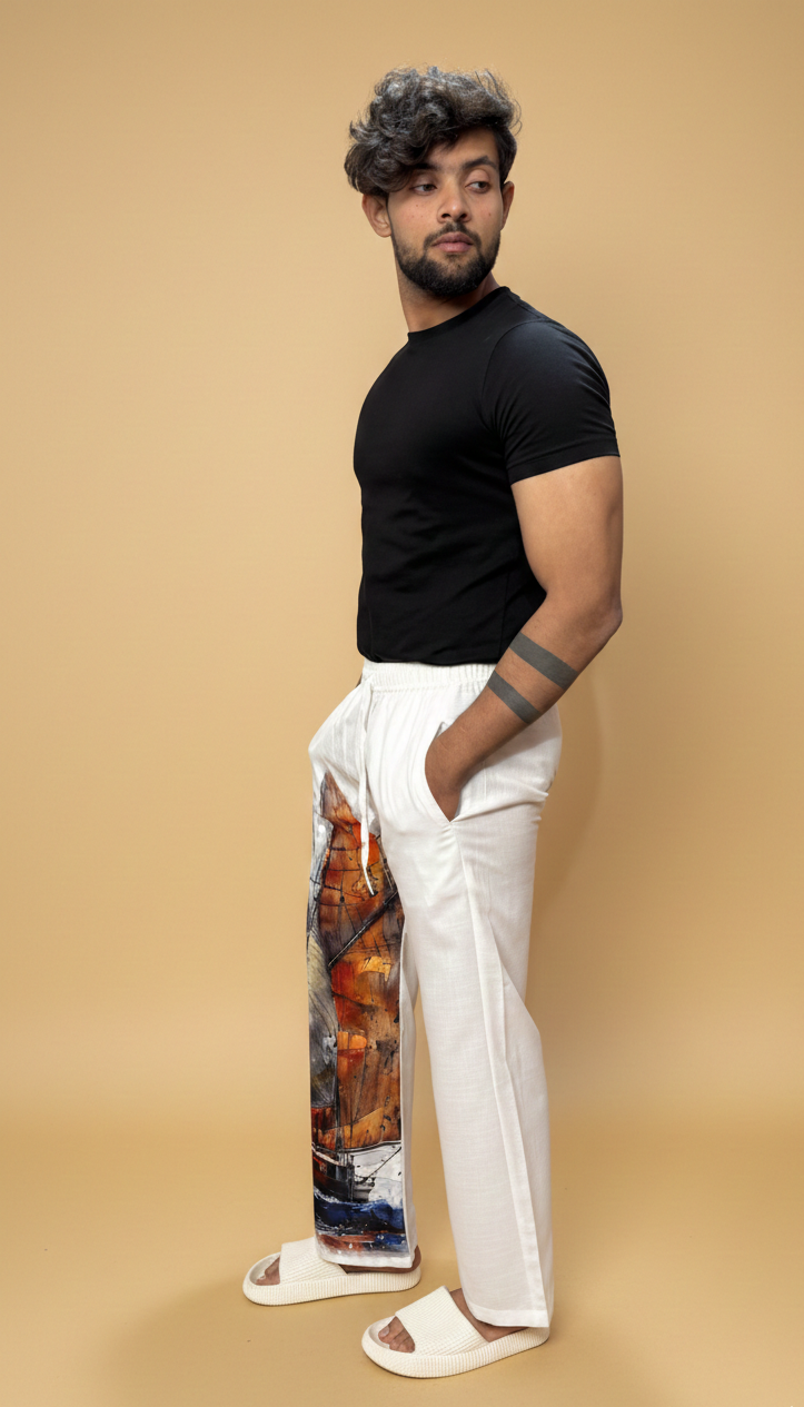 Men Boat Print Pajama