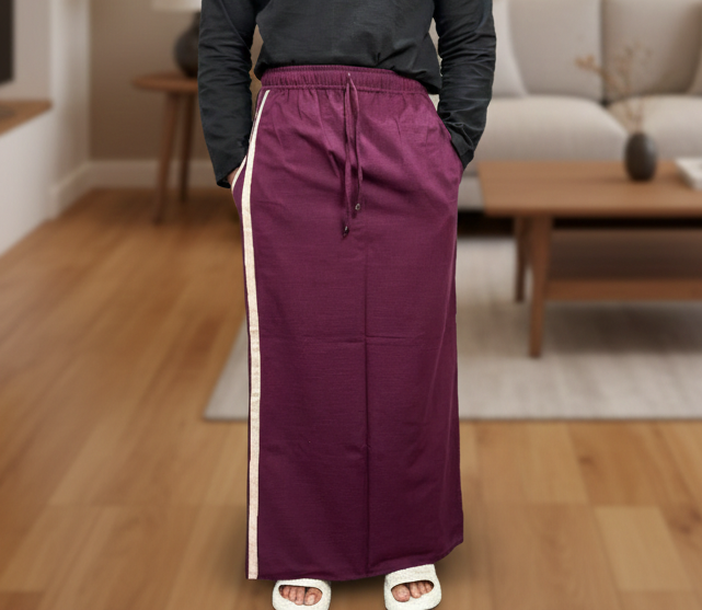 Men's Wine Color With Cream Stripe Pajamalungi