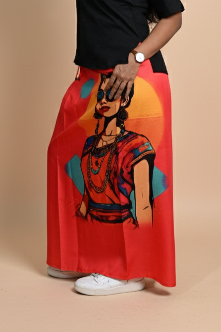 Women with sunglasses Red Printed Pajamalungi