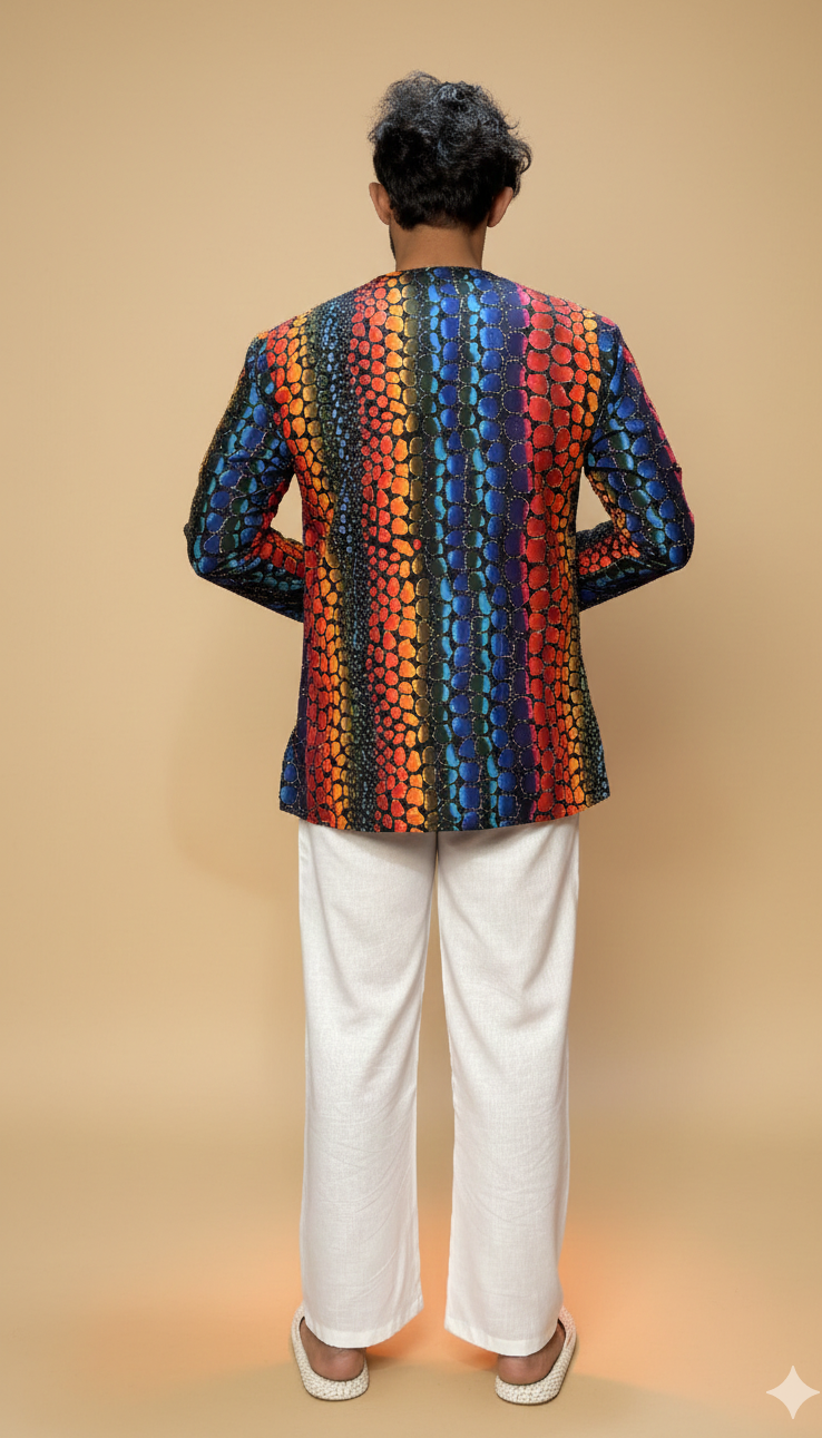 Men’s Abstract Printed Straight Kurta