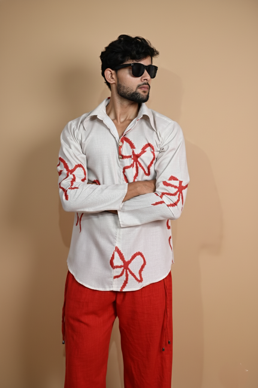 Red Cotton Pajama For Men