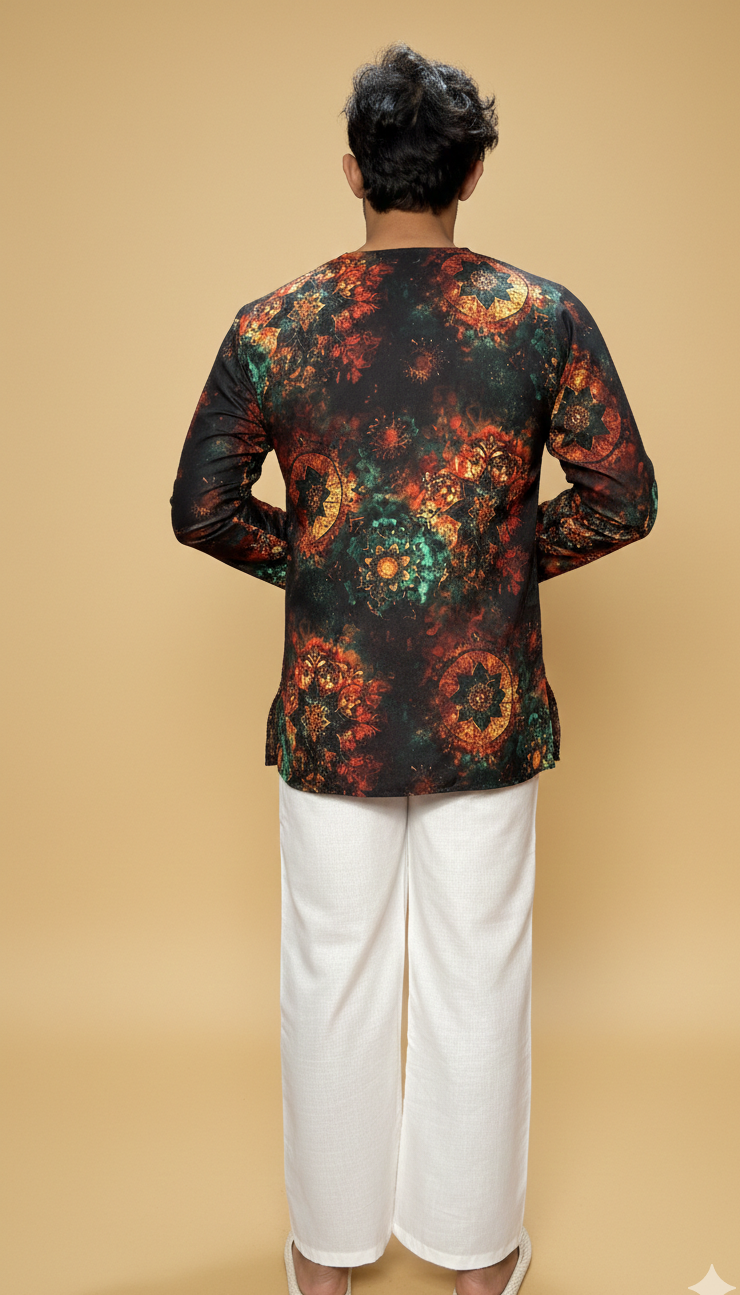 Men’s Multicolor Abstract Print Kurta