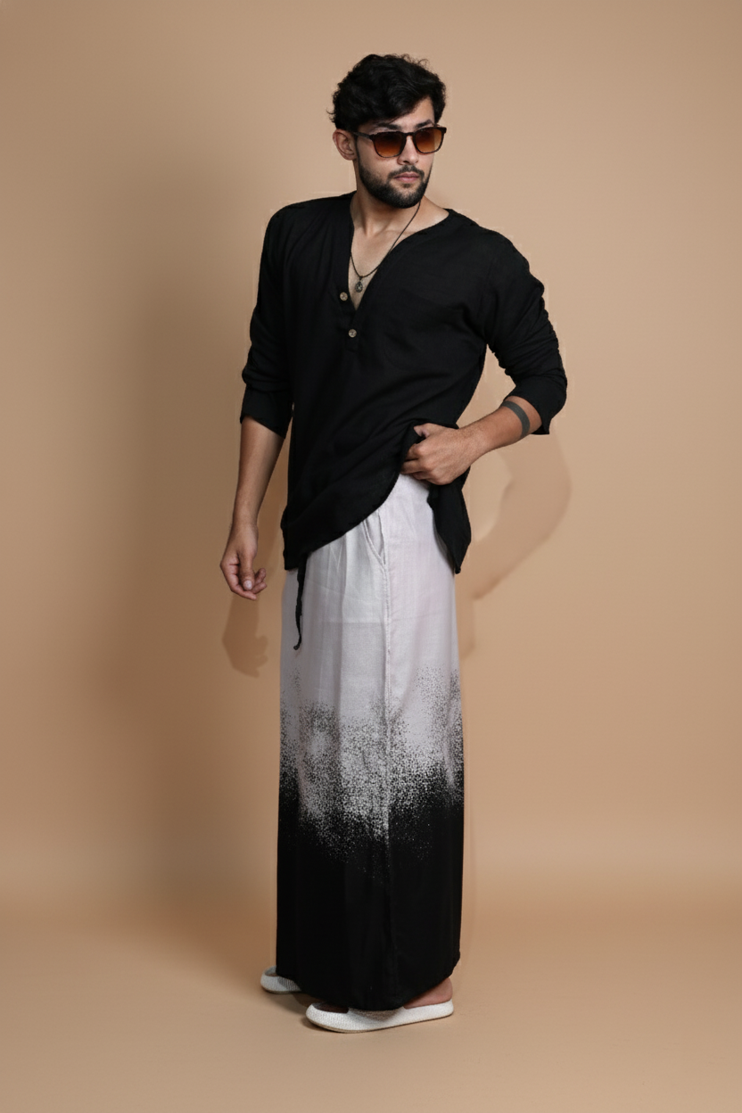 Beige & Black Digital Print  Pajamalungi