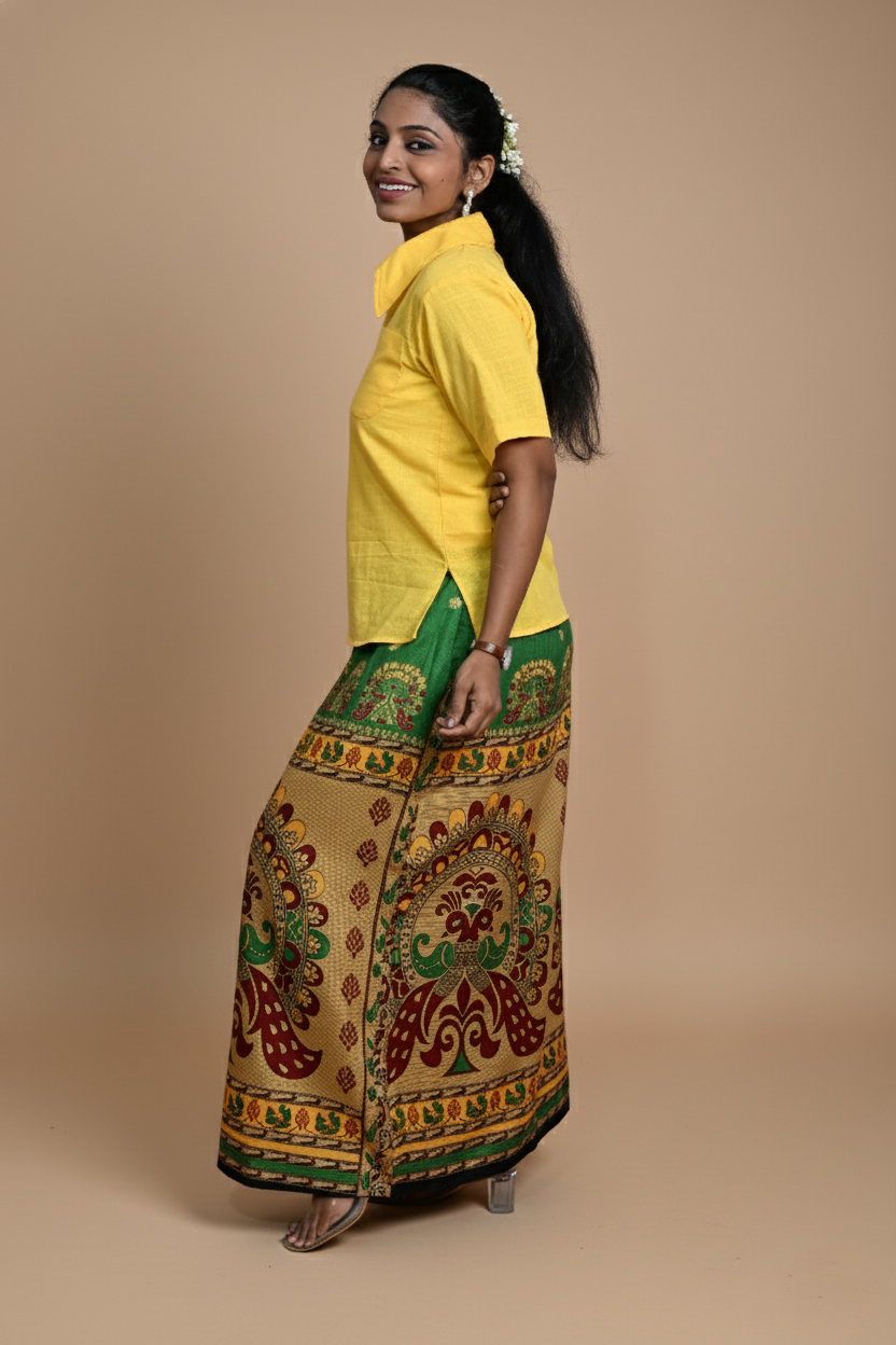 Women Peacock dubble face coffe color and multicolor Pajamalungi
