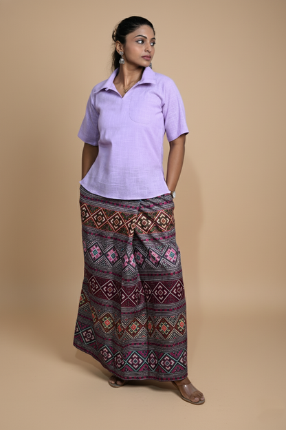 Women Solid Violet Halfsleeve Kurti