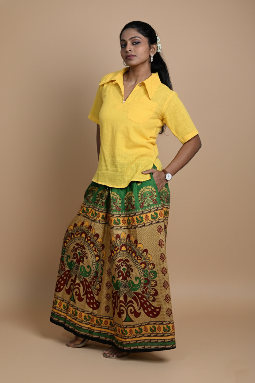 Women Peacock dubble face coffe color and multicolor Pajamalungi