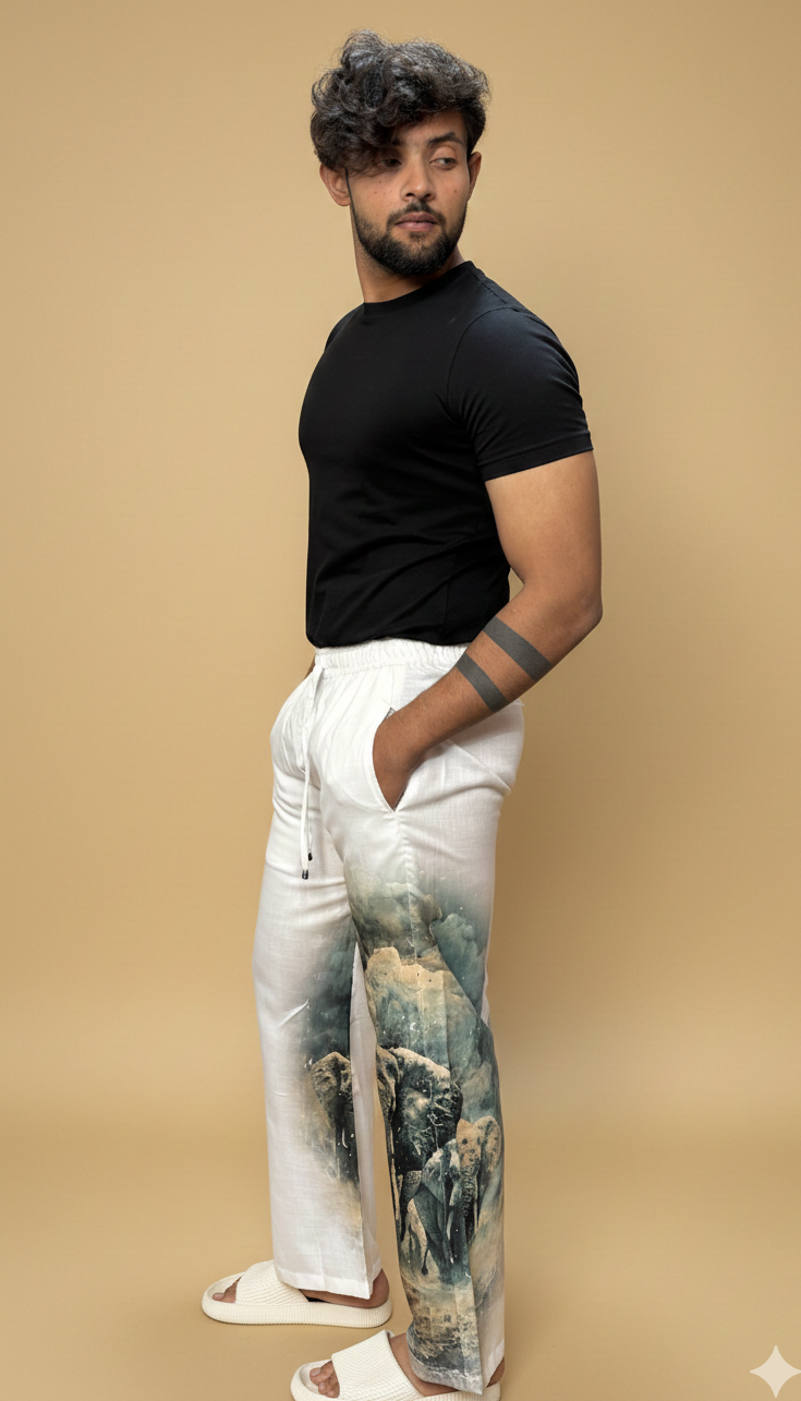 Men Elephant Motif Print Pajama