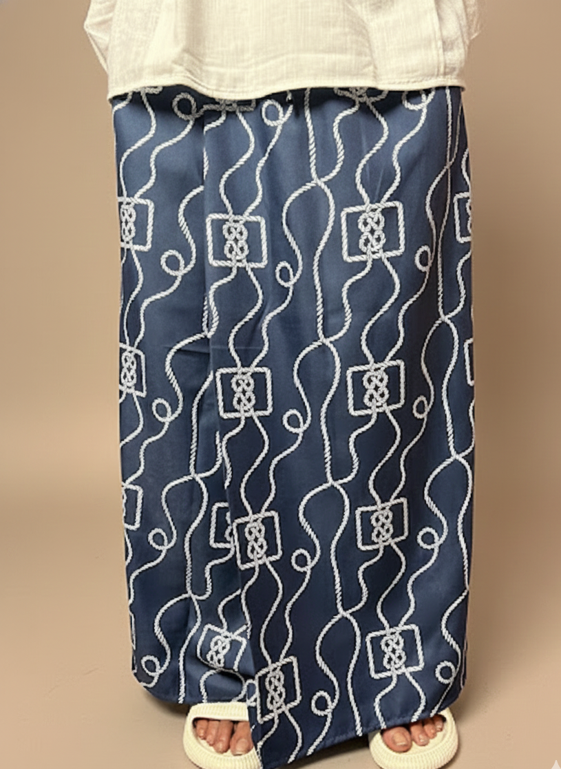 Men Blue Block Print Style Pajamalungi