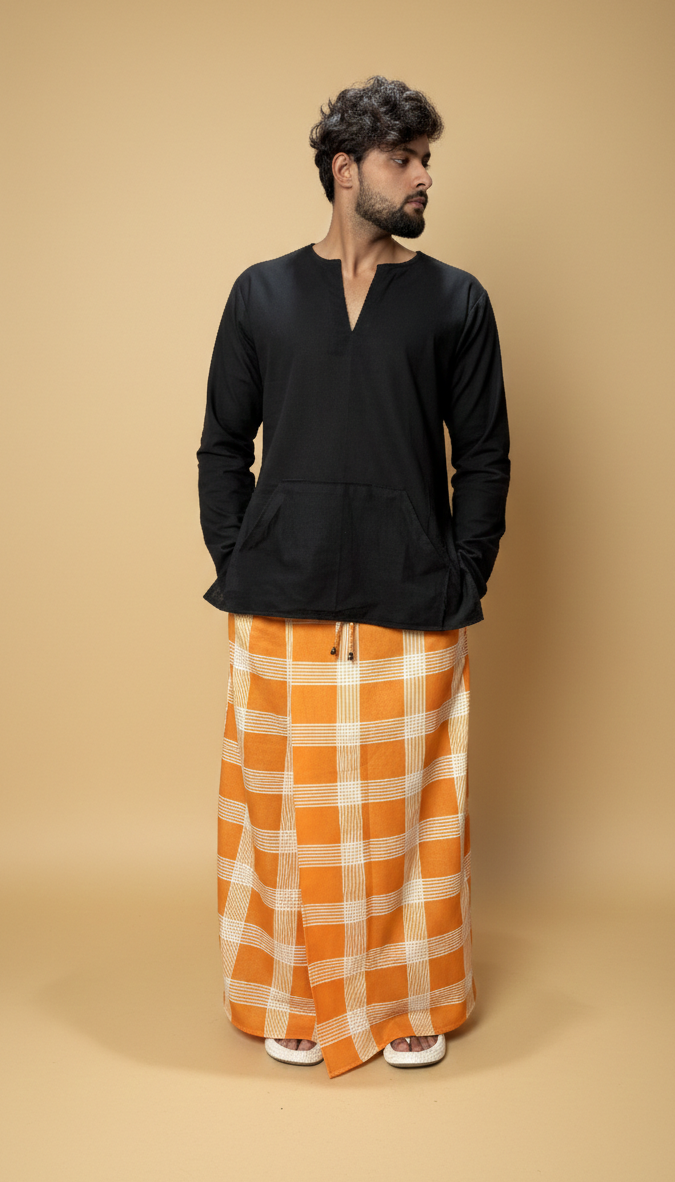 Men Classic Orange Checked Pajamalungi