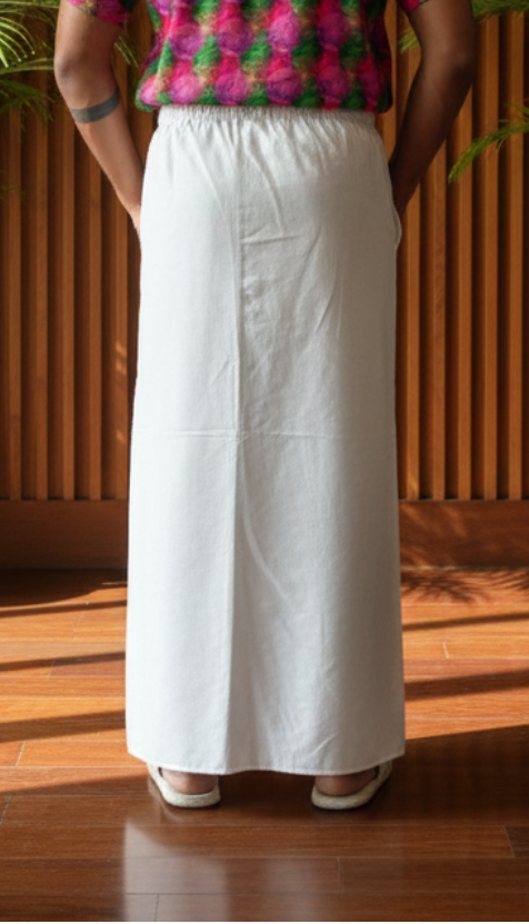 Men's White Cotton Printed Side Stripe Pajamalungi