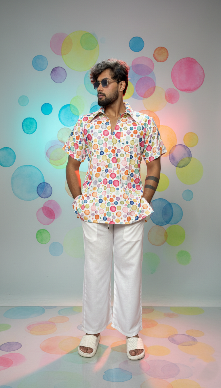 Men Multi Color Polka Dot – Short Sleeve