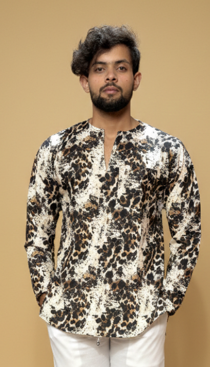 Abstract Leopard Texture Print Kurta