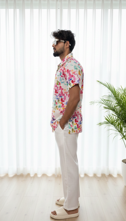 Men Heart Motif Print Straight Kurta