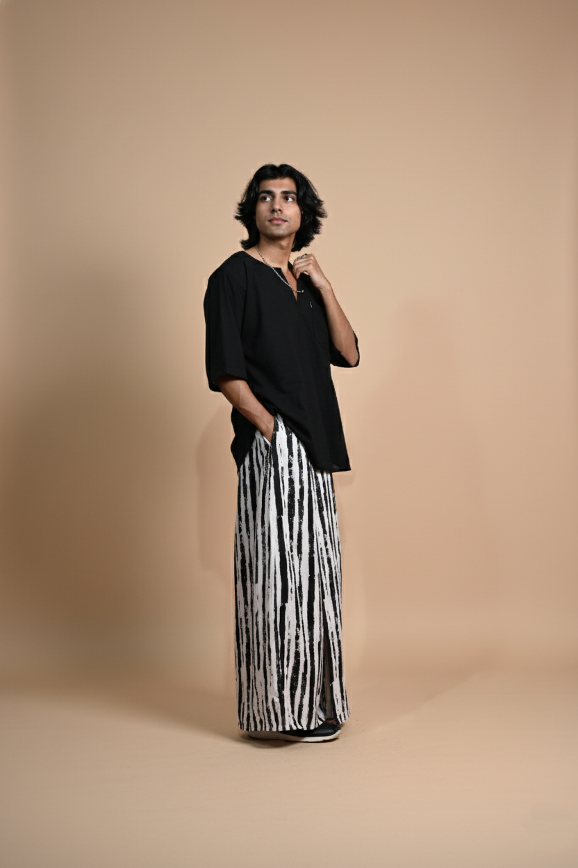 Black & White Brush Stripe  Pajamalungi