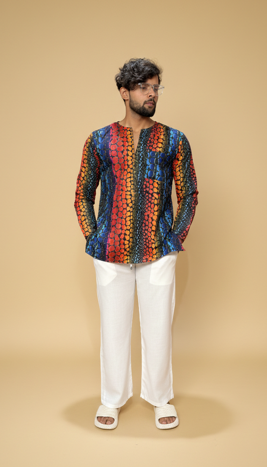 Men’s Abstract Printed Straight Kurta