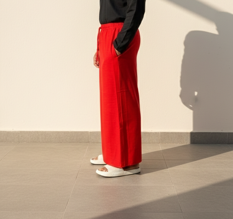 Men's Red Color with Cream stripe Pajamalungi