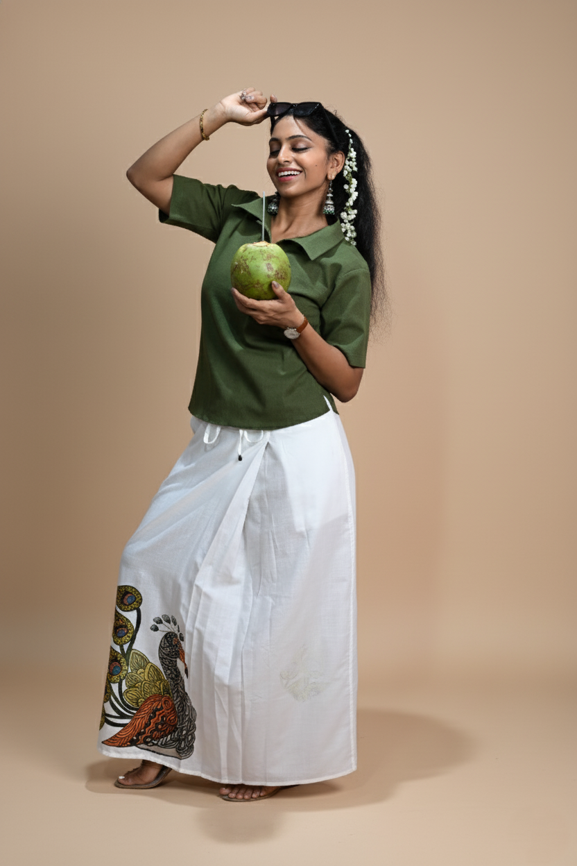 Women Peacock Printed Pajamalungi