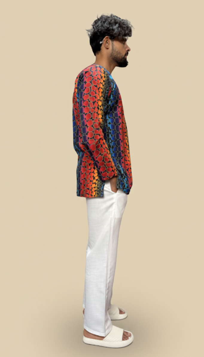 Men’s Abstract Printed Straight Kurta